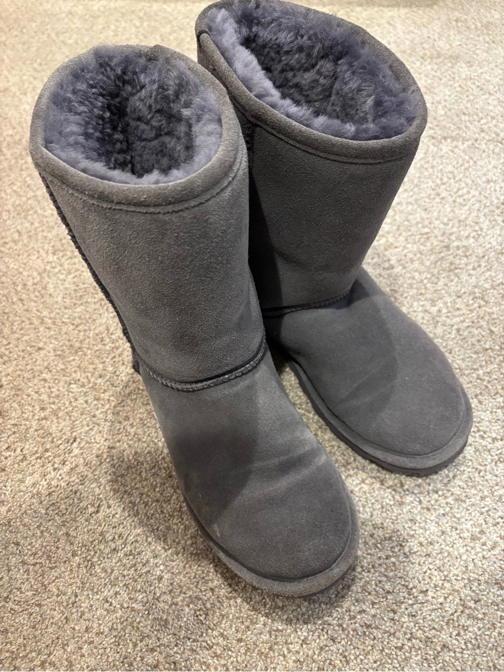 Bearpaw Gray Suede Shearling Boots